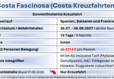 Costa Fascinosa Sonnenfinsternis 30Jul27