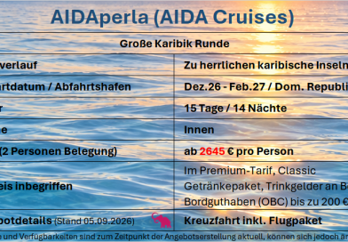 AIDAperla Karibik Dez-Feb27