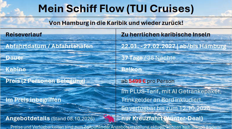 Transatlantik & Karibik Karibik ab(bis Hamburg Flow 22012027