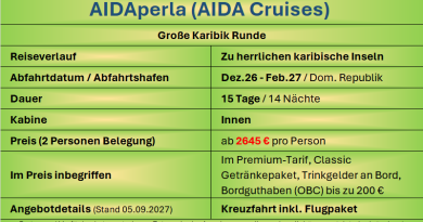 AIDAperla Karibik Dez-Feb27