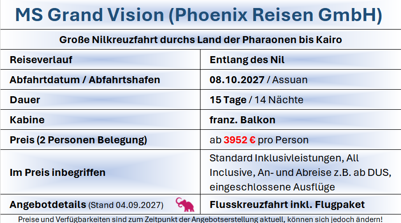 Nilkreuzfahrt MS Grand Vision Nil 081027