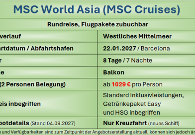 Neues Kreuzfahrtschiff MSC World Asia 22012027