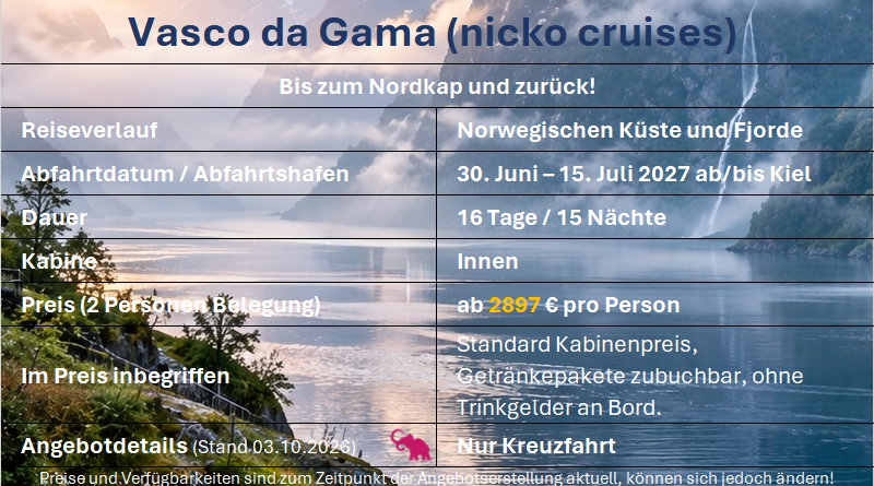 Nordland mit Nordkap! Nordland VDG 30Juni2027