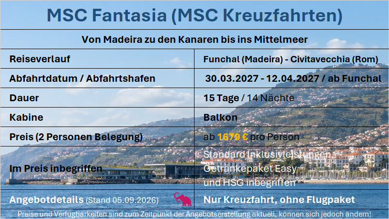 MSC Fantasia Kanaren & MM 300327