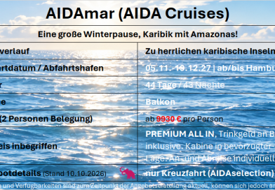 Transatlantik, Karibik und Amazonas AIDAmar Karibik Amazonas 051127