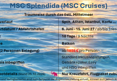 Traumreise durch das östliche Mittelmeer 23 MSC Splendida oestl MM 06 Juni 27