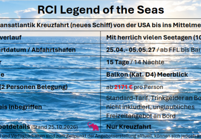 Erholsame Seetage auf dem Atlantik 25 TA RCI Legend ots April 27